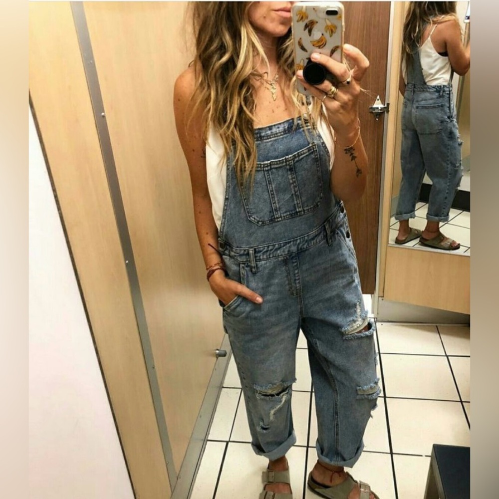Target Wild Fable Distressed Relaxed Denim Jean Overalls
